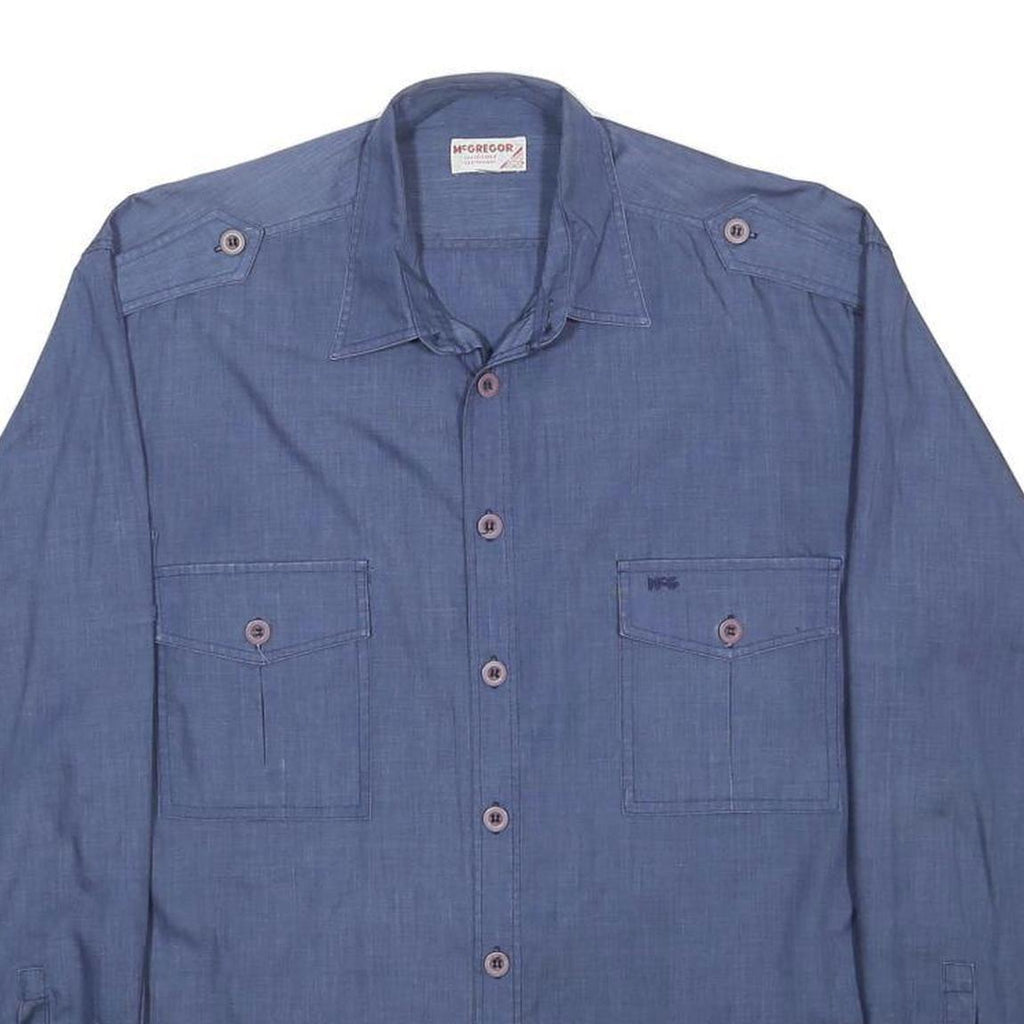 MCGREGOR Mens Blue Cotton Blend Shirt XL Casual Button-Down Pocket Detail
