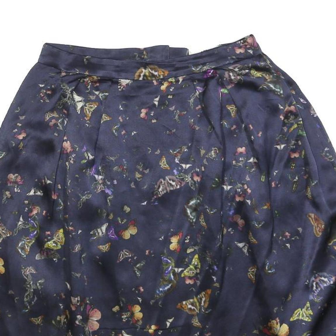 ERDEM Womens Blue Butterfly Print Mini Silk Skirt Size S Elegant Design