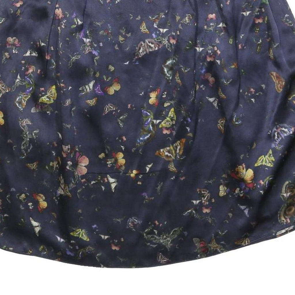 ERDEM Womens Blue Butterfly Print Mini Silk Skirt Size S Elegant Design