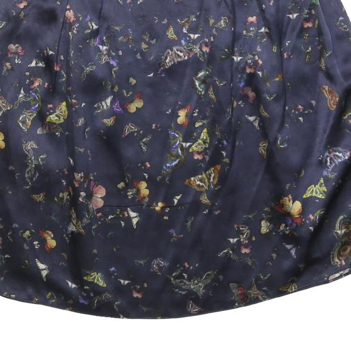 ERDEM Womens Blue Butterfly Print Mini Silk Skirt Size S Elegant Design