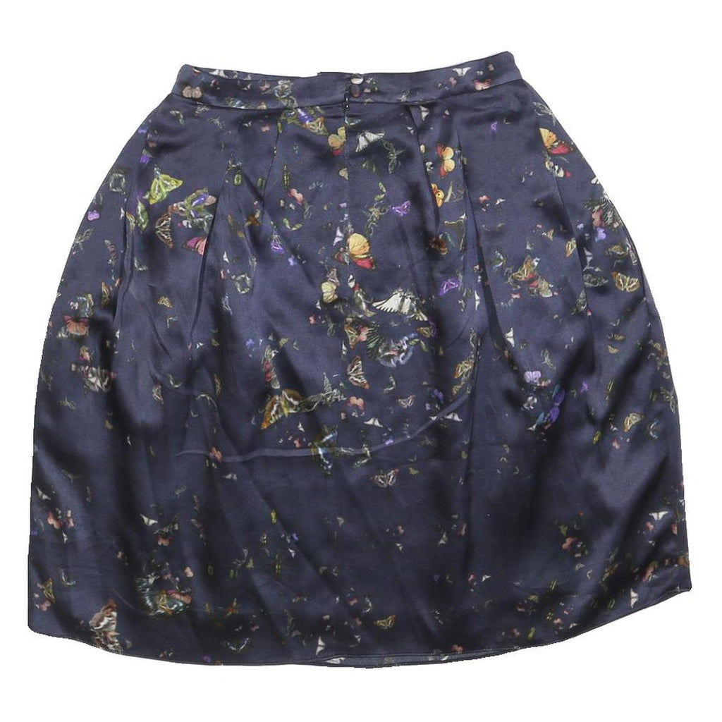 ERDEM Womens Blue Butterfly Print Mini Silk Skirt Size S Elegant Design