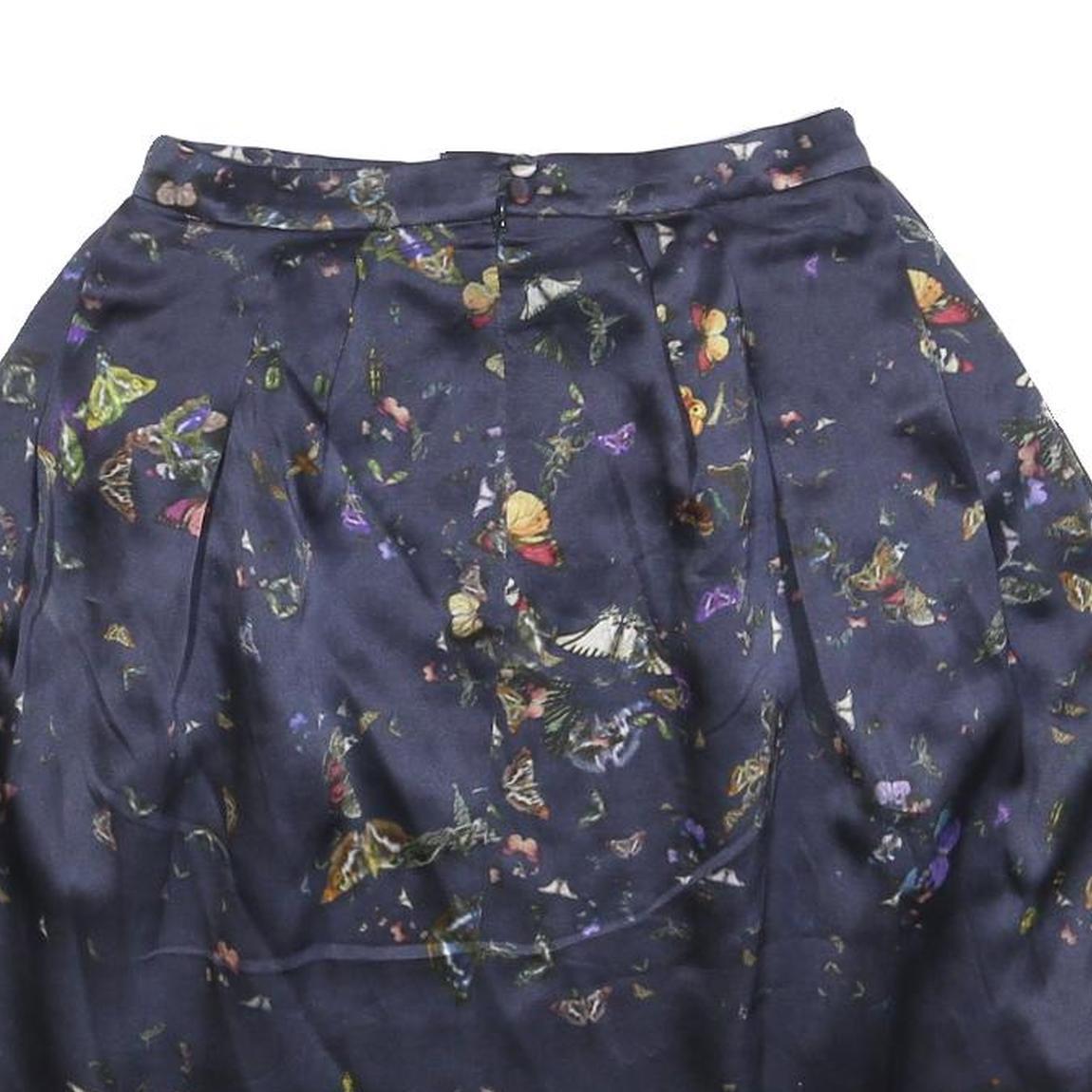 ERDEM Womens Blue Butterfly Print Mini Silk Skirt Size S Elegant Design