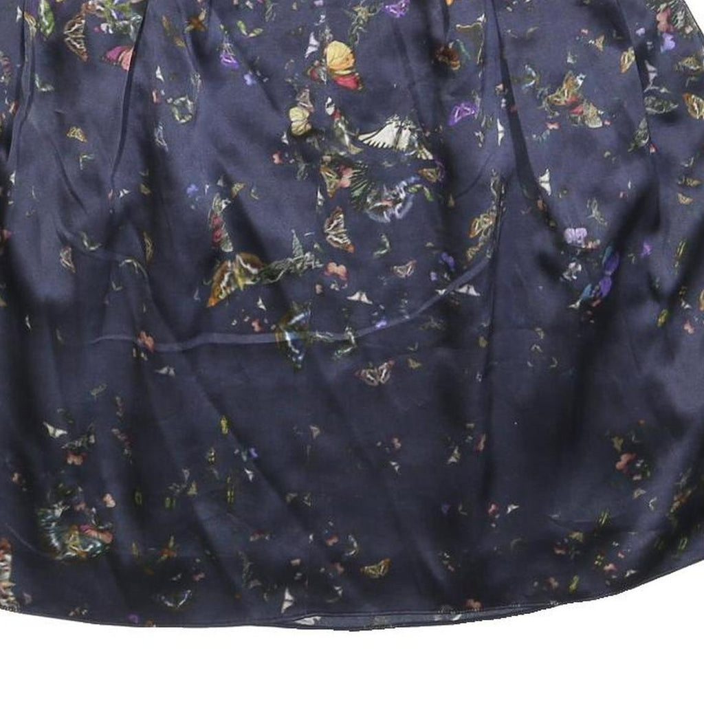 ERDEM Womens Blue Butterfly Print Mini Silk Skirt Size S Elegant Design