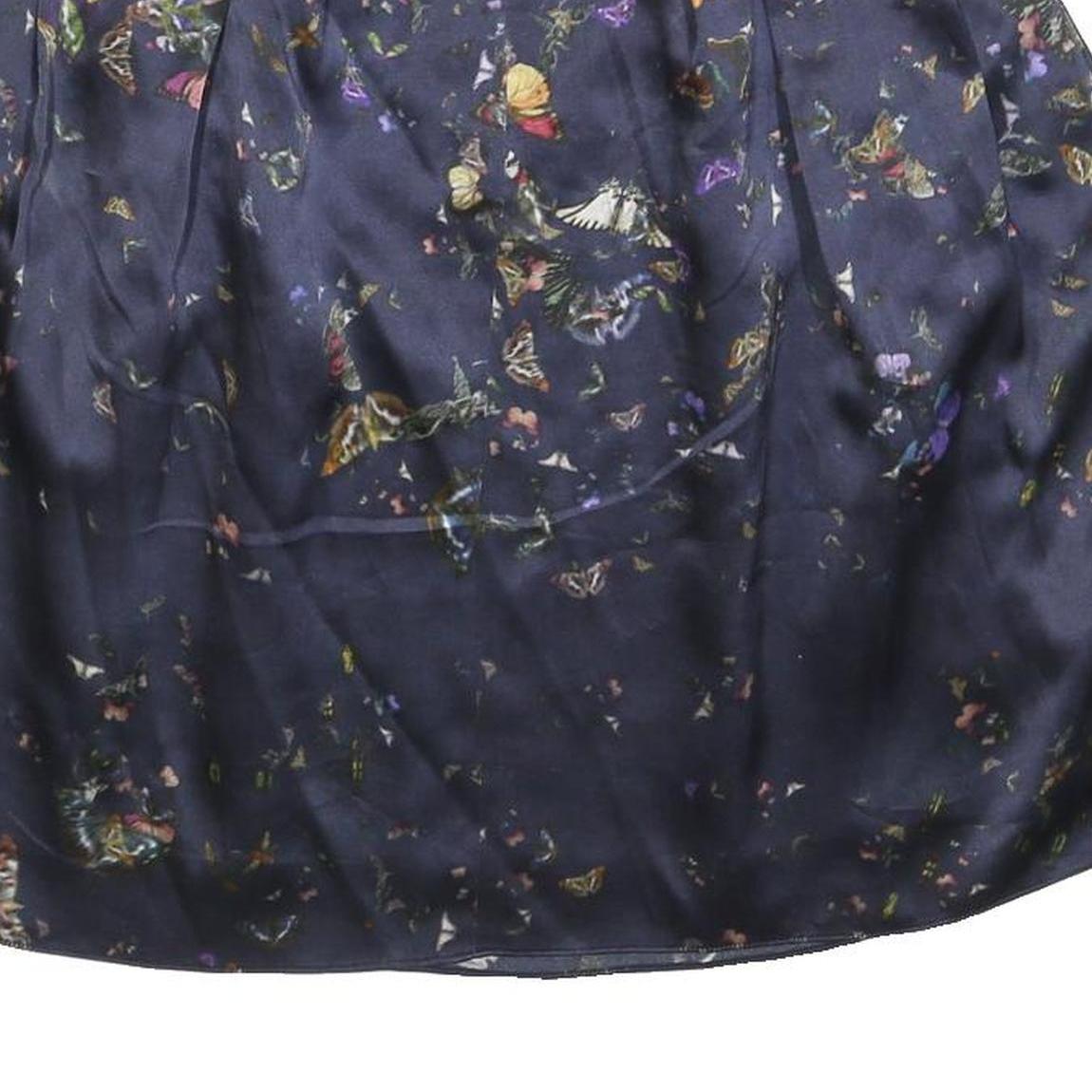 ERDEM Womens Blue Butterfly Print Mini Silk Skirt Size S Elegant Design