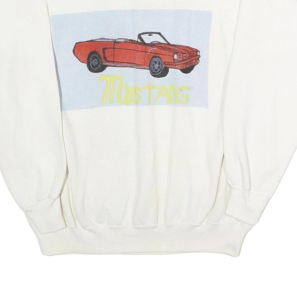 HANES Womens White Mustang Car Graphic Crew Neck XL Cotton Blend Sweatshirt