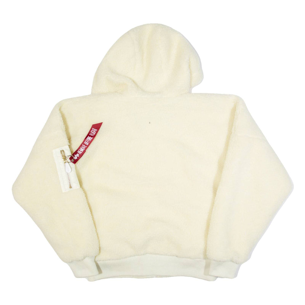 ALPHA INDUSTRIES Womens Fleece Jacket Cream Hooded M