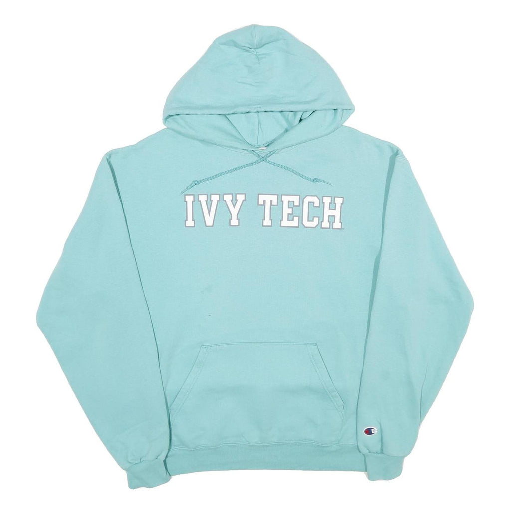 CHAMPION Mens Blue Ivy Tech Pullover Hoodie L Cotton Blend