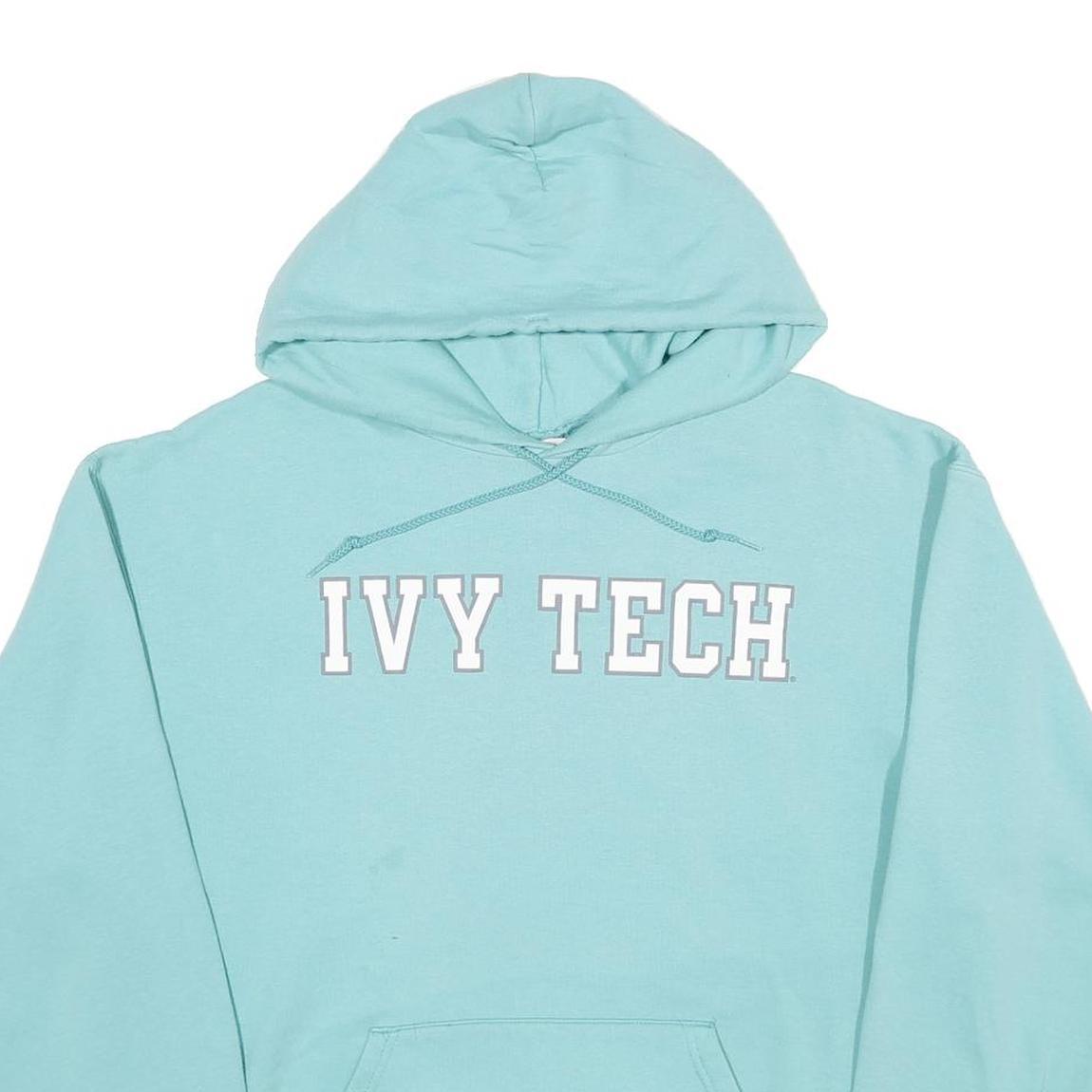 CHAMPION Mens Blue Ivy Tech Pullover Hoodie L Cotton Blend