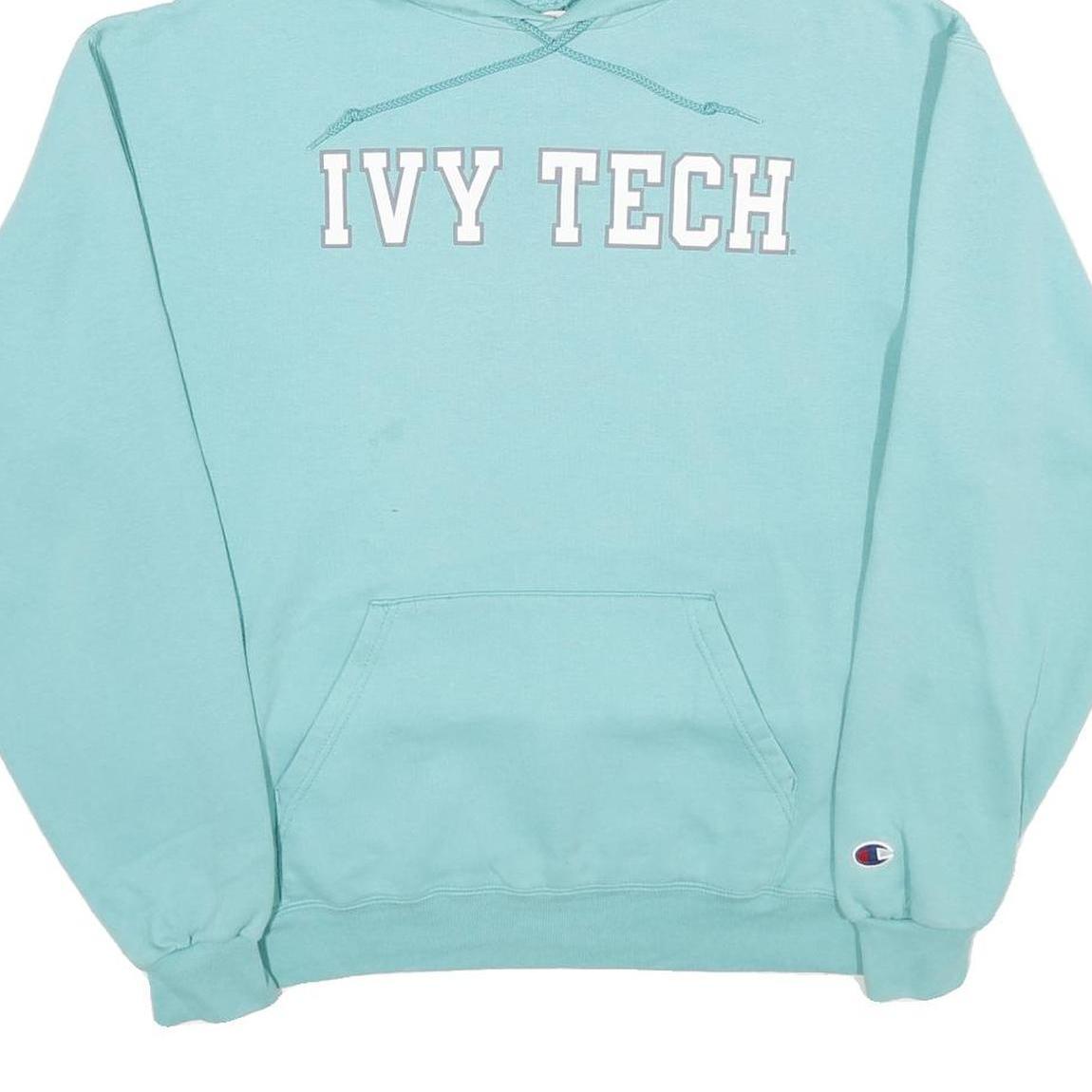 CHAMPION Mens Blue Ivy Tech Pullover Hoodie L Cotton Blend