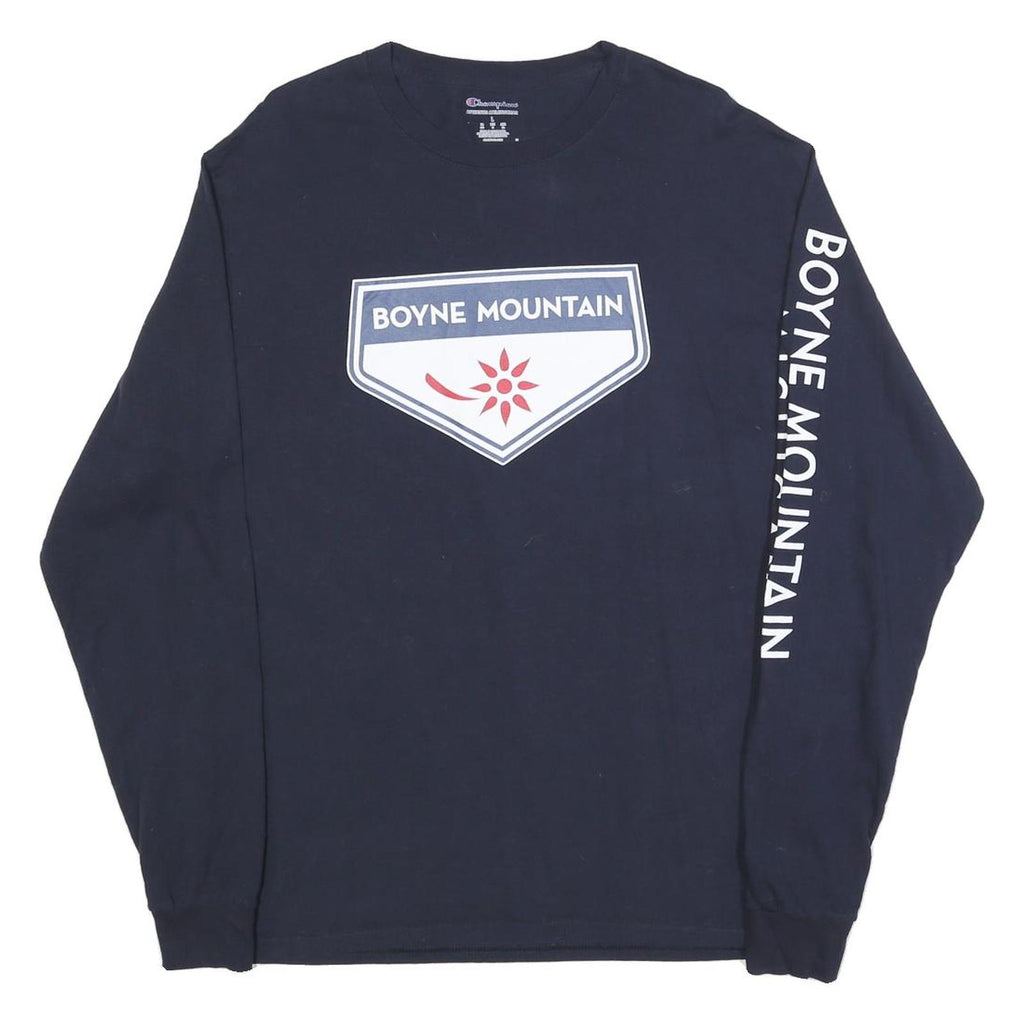 CHAMPION Mens Navy Blue Boyne Mountain Long Sleeve Crew Neck T-Shirt L