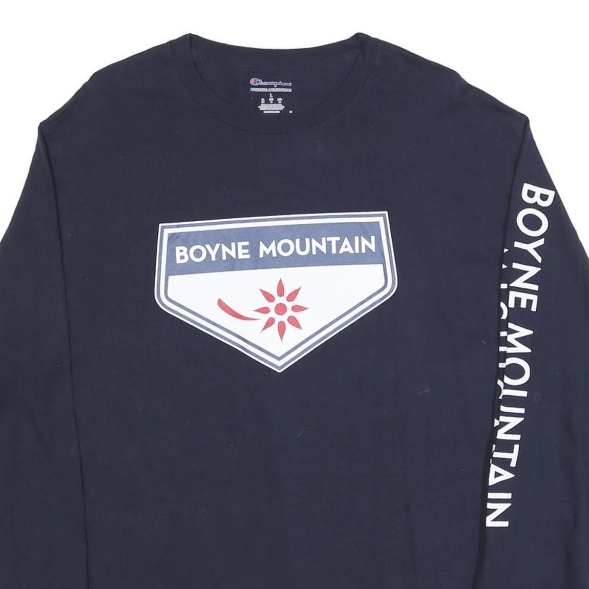 CHAMPION Mens Navy Blue Boyne Mountain Long Sleeve Crew Neck T-Shirt L