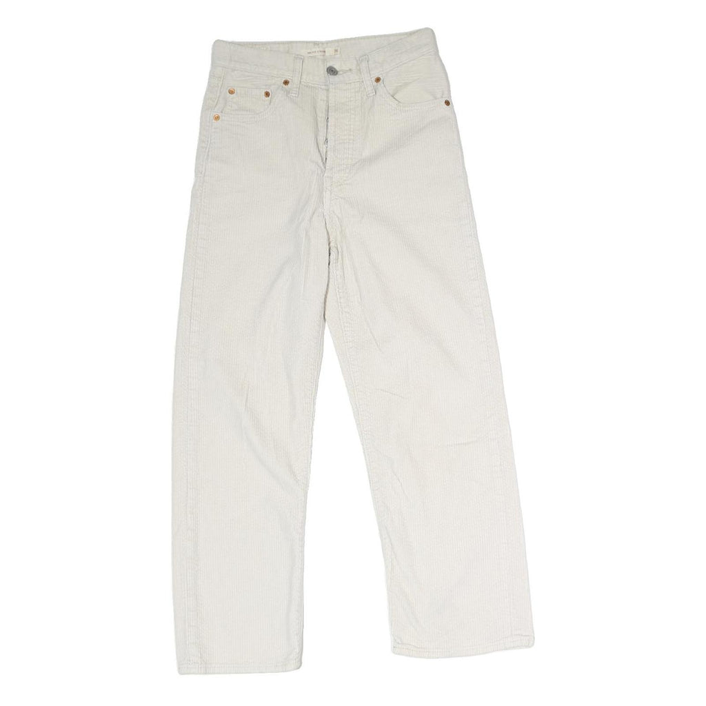 LEVI'S Womens White Cotton Woven Regular Straight Trousers W26 L25 Button