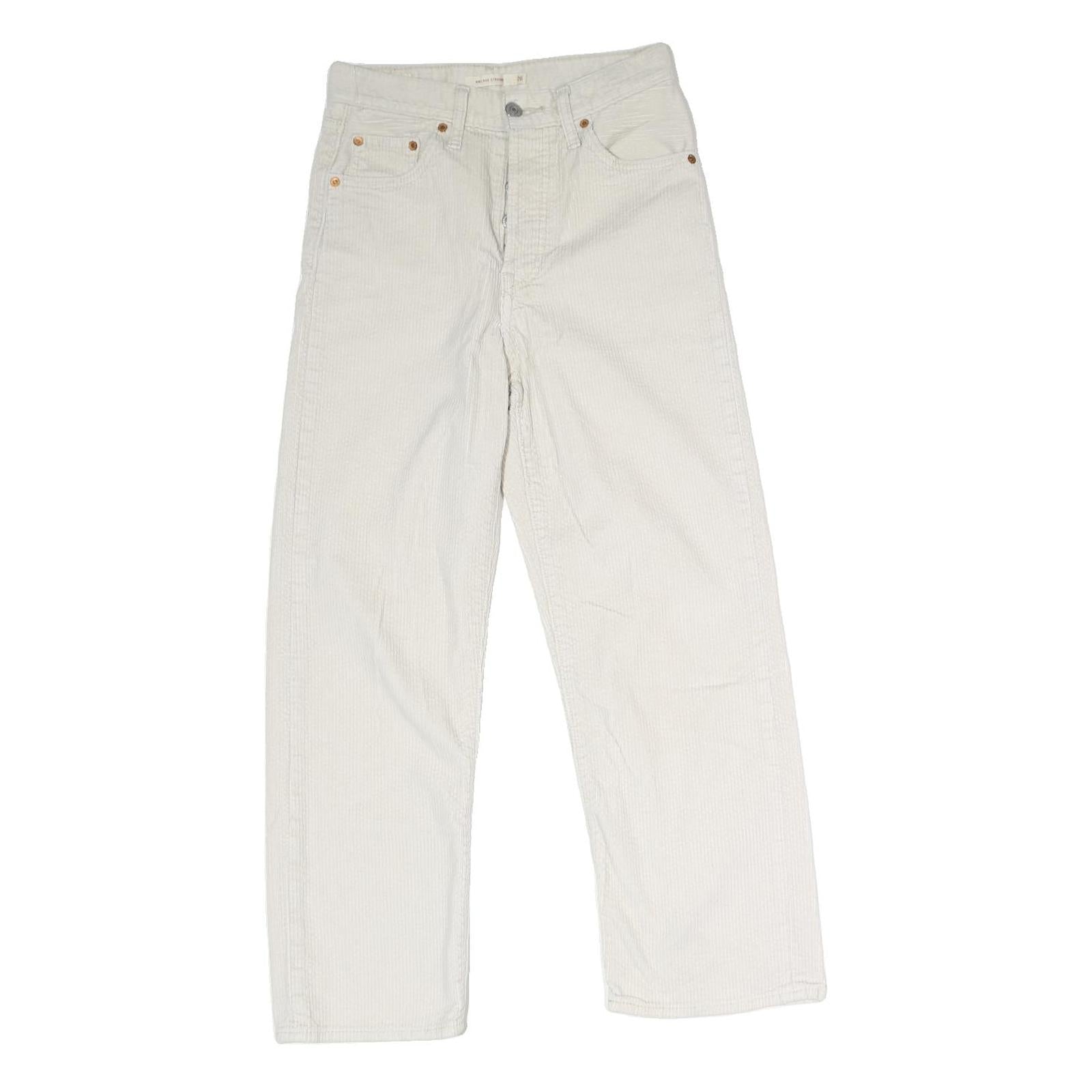 LEVI'S Womens White Cotton Woven Regular Straight Trousers W26 L25 Button