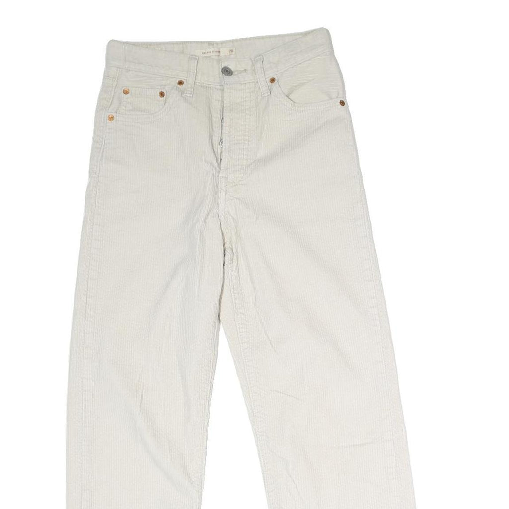 LEVI'S Womens White Cotton Woven Regular Straight Trousers W26 L25 Button