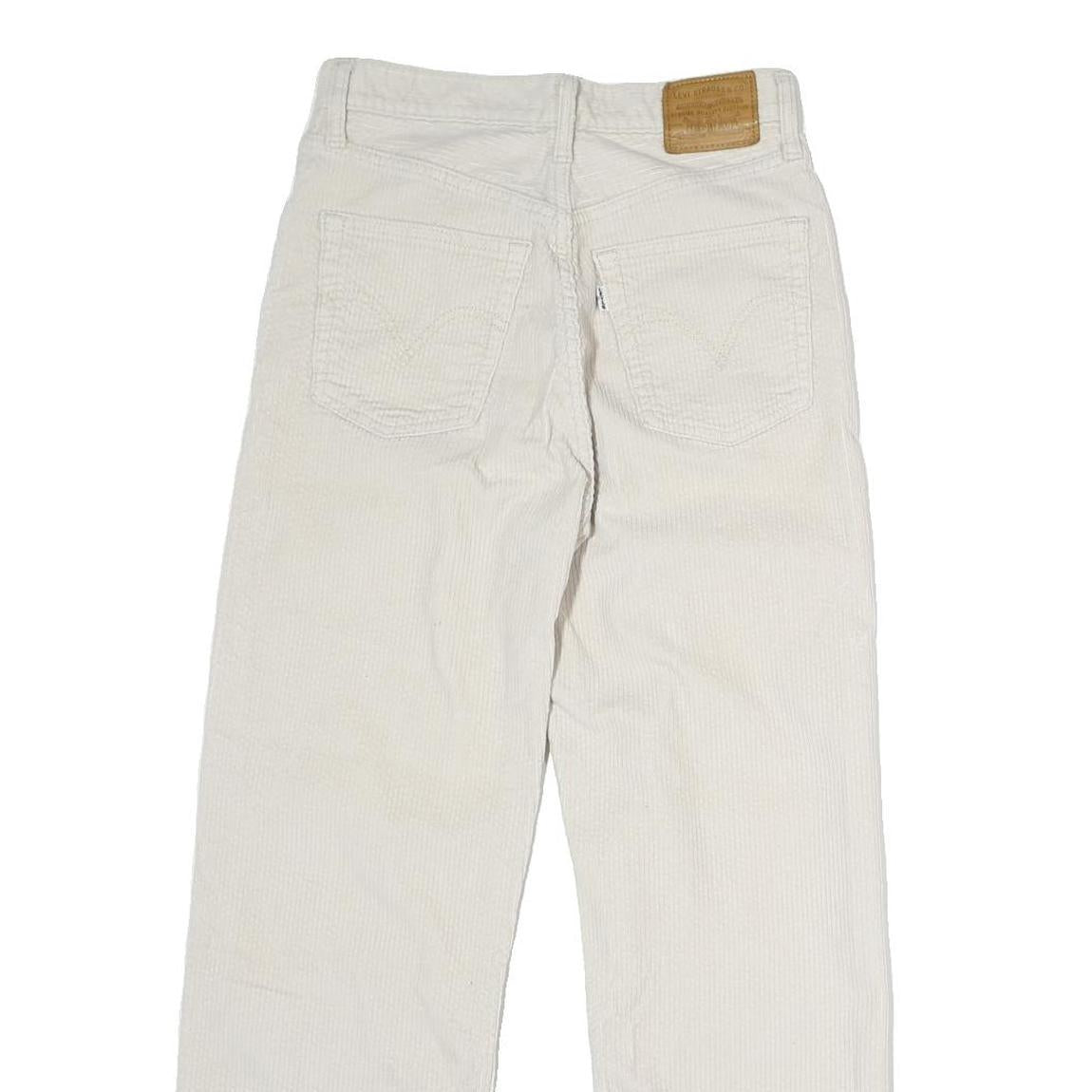 LEVI'S Womens White Cotton Woven Regular Straight Trousers W26 L25 Button