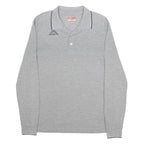 KAPPA Mens Grey Long Sleeve Plain M Cotton Casual Polo Shirt