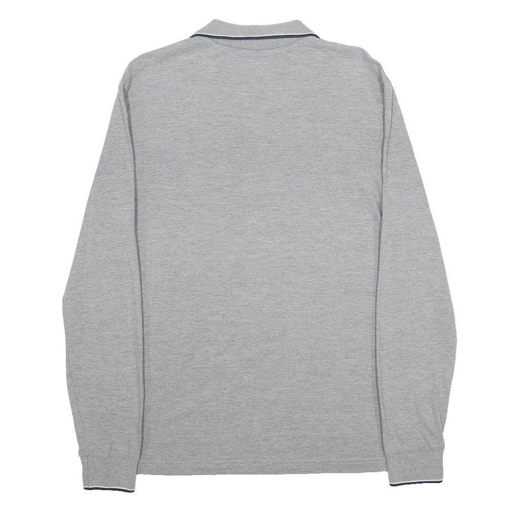 KAPPA Mens Grey Long Sleeve Plain M Cotton Casual Polo Shirt