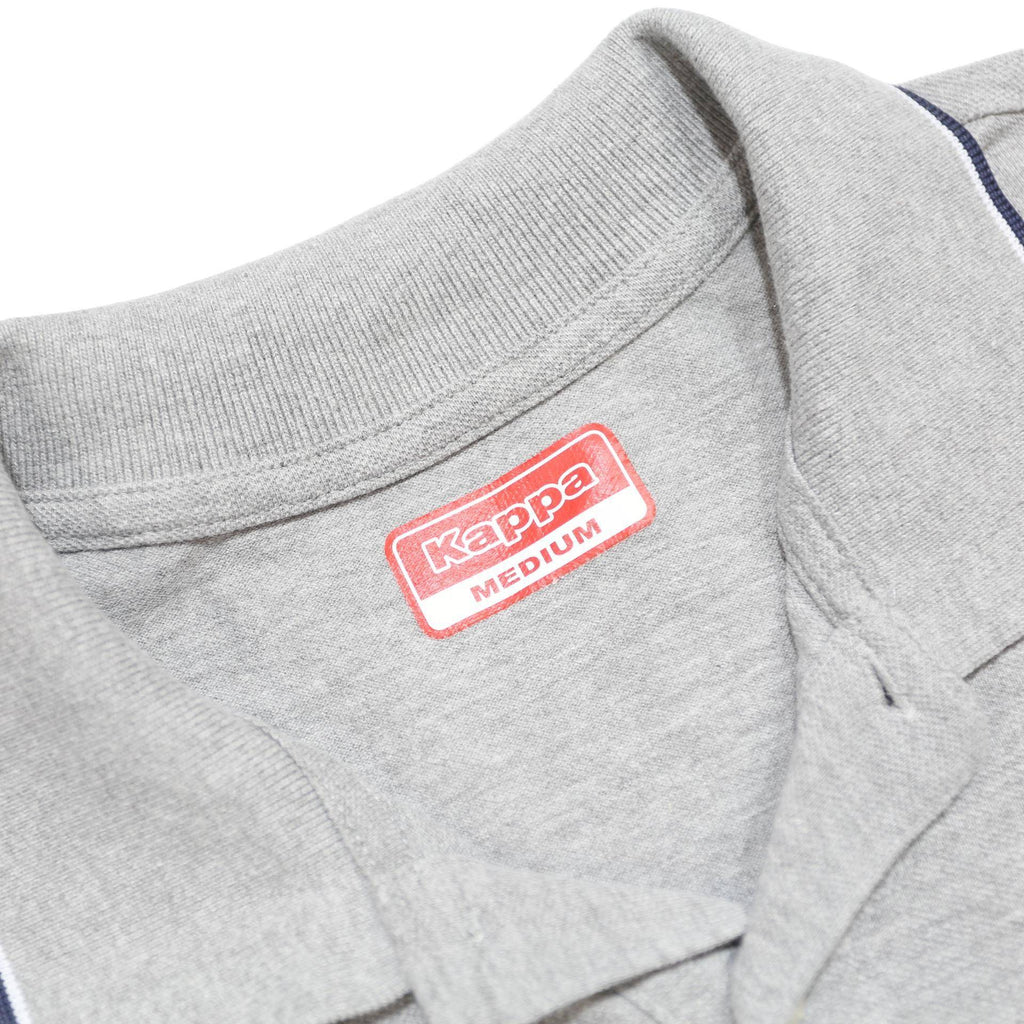 KAPPA Mens Grey Long Sleeve Plain M Cotton Casual Polo Shirt