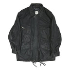 QUDRO Mens Black Leather Zip Jacket L Classic Casual Outerwear