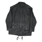 QUDRO Mens Black Leather Zip Jacket L Classic Casual Outerwear