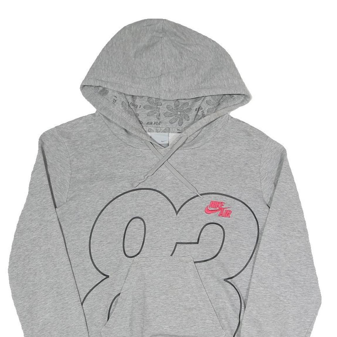 NIKE Womens Grey Hoodie S Nike Air Graphic Pullover Cotton Blend