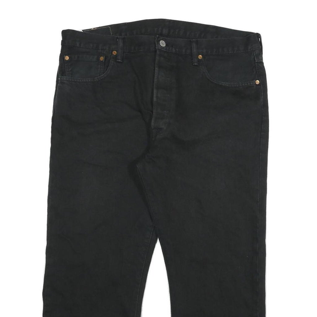 LEVI'S 501 Mens Jeans Black Regular Straight Denim Raw W38 L25 Button Closure