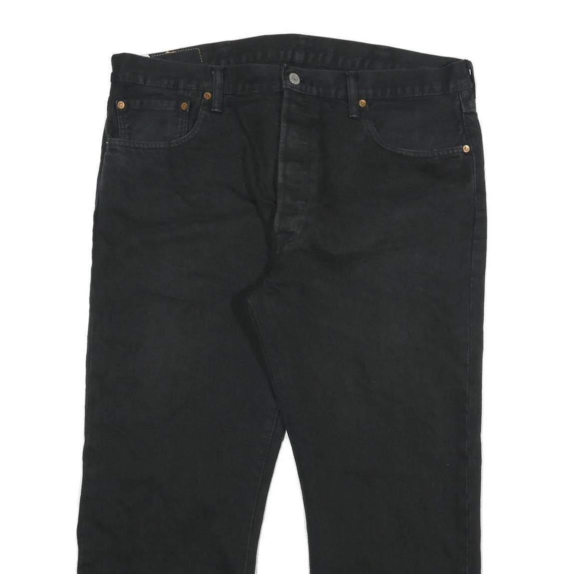 LEVI'S 501 Mens Jeans Black Regular Straight Denim Raw W38 L25 Button Closure