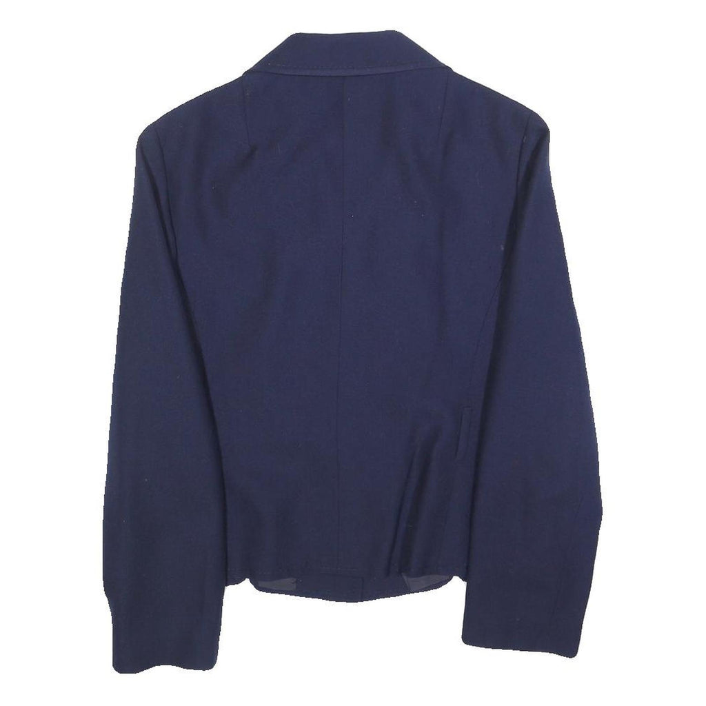 FELDPAUSCH Womens Navy Blue Tailored Jacket S Button Closure Plain Classic