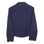 FELDPAUSCH Womens Navy Blue Tailored Jacket S Button Closure Plain Classic