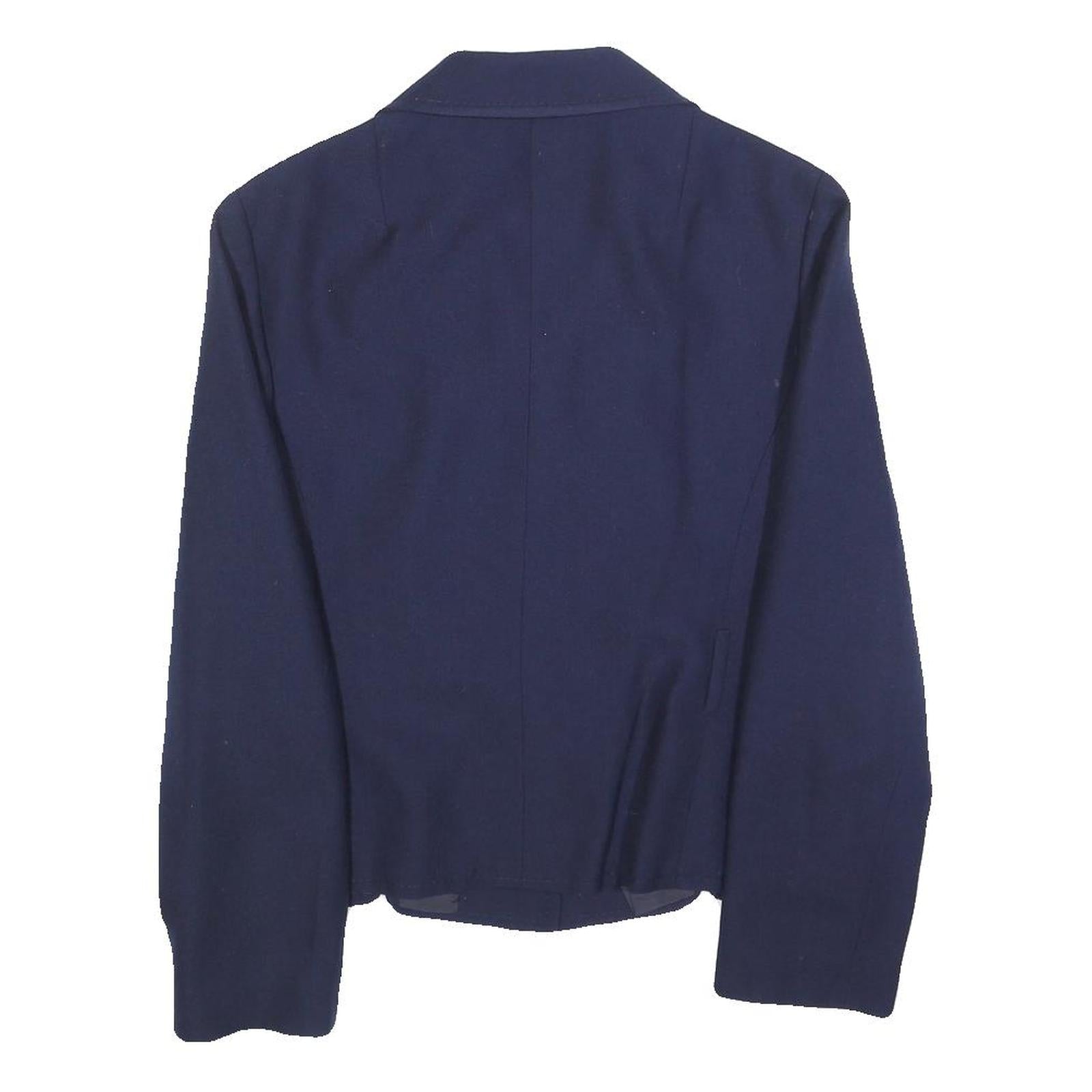 FELDPAUSCH Womens Navy Blue Tailored Jacket S Button Closure Plain Classic