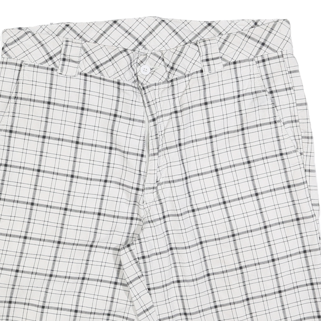 DICKIES Mens White & Black Casual Checked Shorts M W34 Cotton Blend
