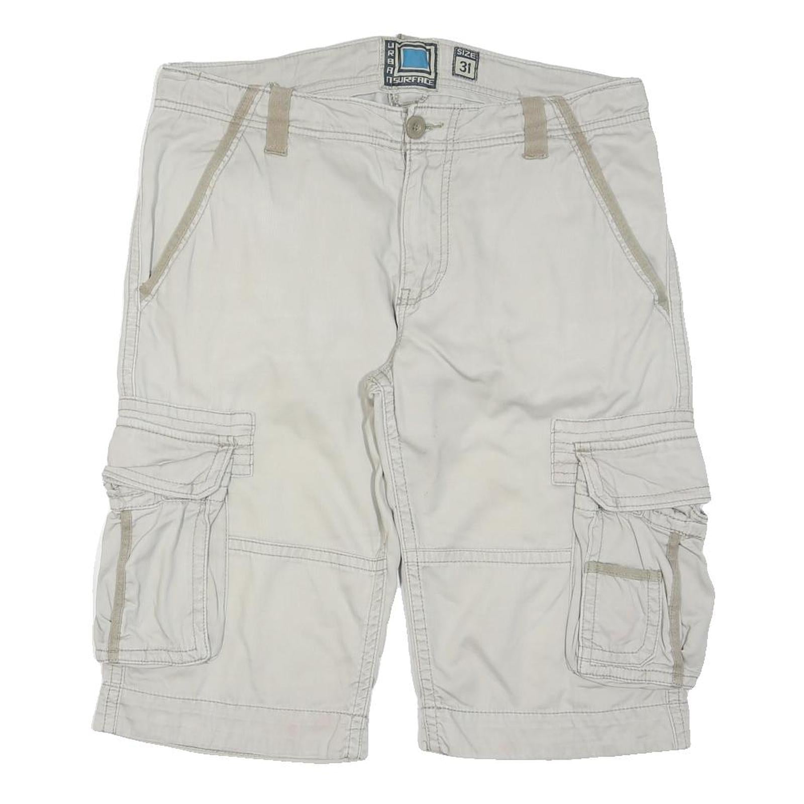 URBAN SURFACE Mens Cargo Shorts Beige M W34 Cotton Blend Casual Pocketed