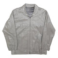 Womens Grey Leather Zip Jacket M Woven Plain Casual Outerwear