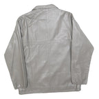Womens Grey Leather Zip Jacket M Woven Plain Casual Outerwear