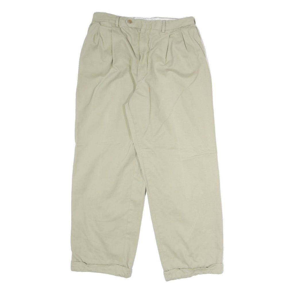 VALENTINO Mens Wool Blend Relaxed Beige Trousers W30 L27 Formal Classic Zip