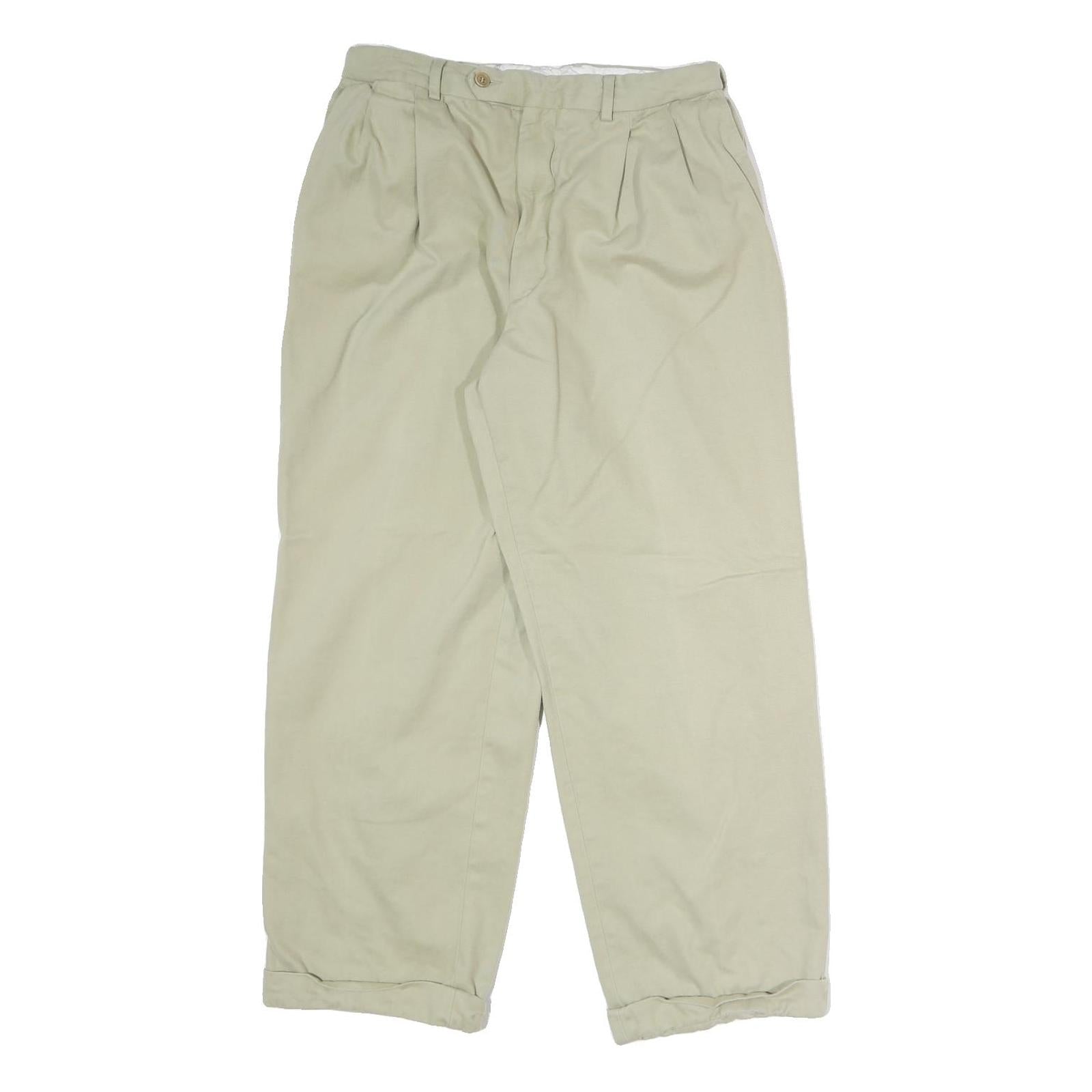 VALENTINO Mens Wool Blend Relaxed Beige Trousers W30 L27 Formal Classic Zip