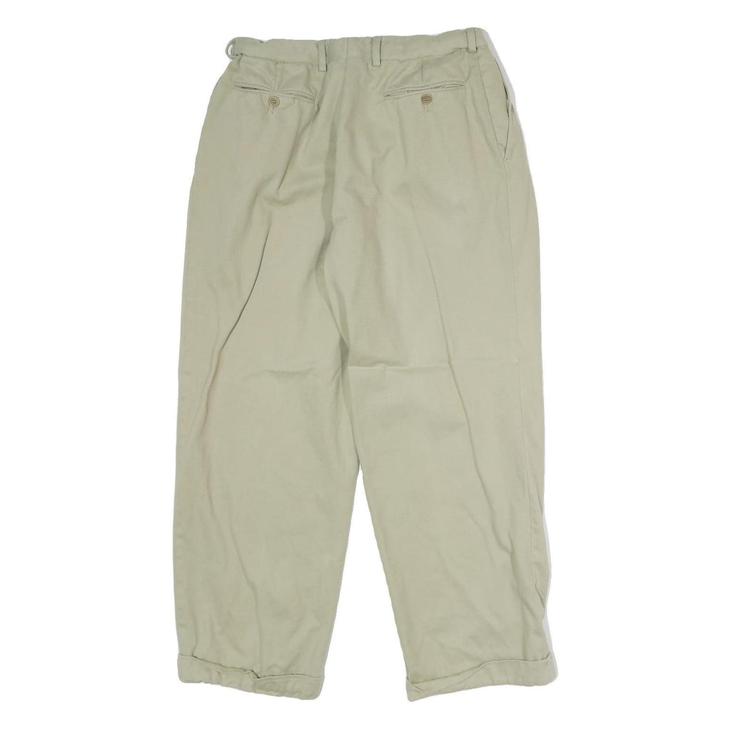 VALENTINO Mens Wool Blend Relaxed Beige Trousers W30 L27 Formal Classic Zip