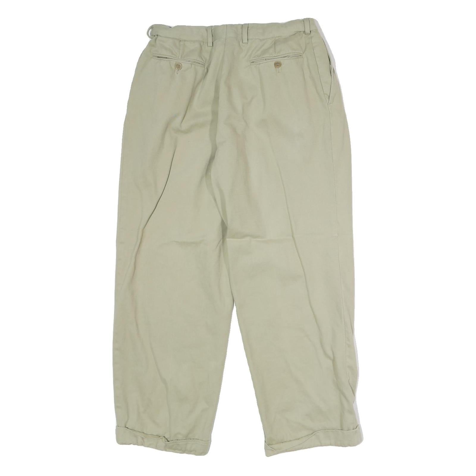 VALENTINO Mens Wool Blend Relaxed Beige Trousers W30 L27 Formal Classic Zip