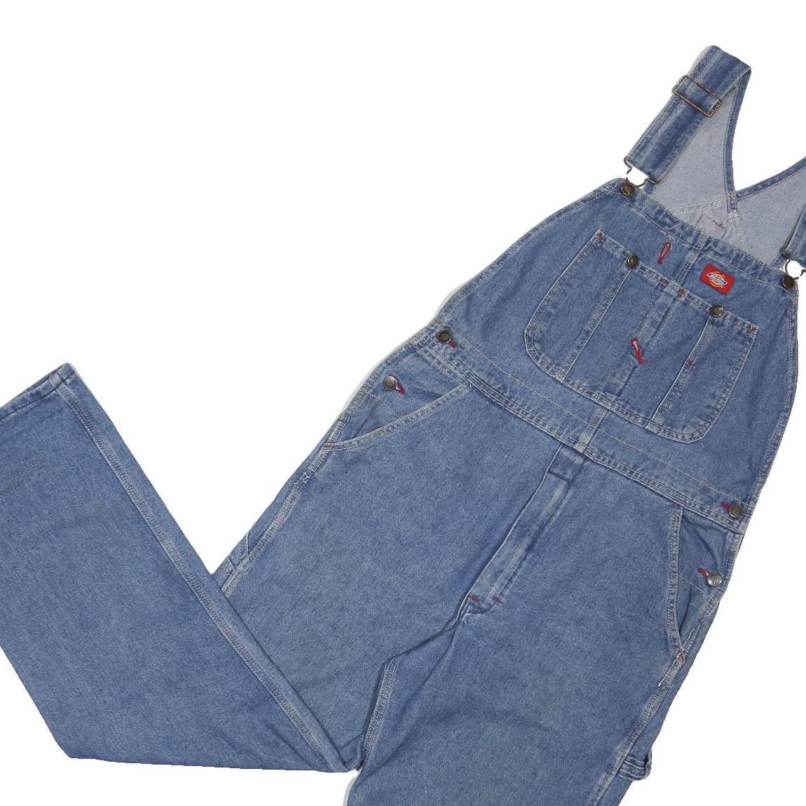 DICKIES Mens Blue Cotton Blend Denim Dungarees M W34 L30 Adjustable Straps