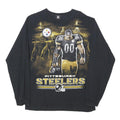 NFL Mens Black Pittsburgh Steelers Graphic Long Sleeve Crew Neck L Cotton Blend