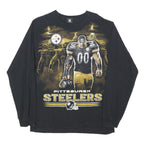 NFL Mens Black Pittsburgh Steelers Graphic Long Sleeve Crew Neck L Cotton Blend