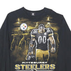 NFL Mens Black Pittsburgh Steelers Graphic Long Sleeve Crew Neck L Cotton Blend