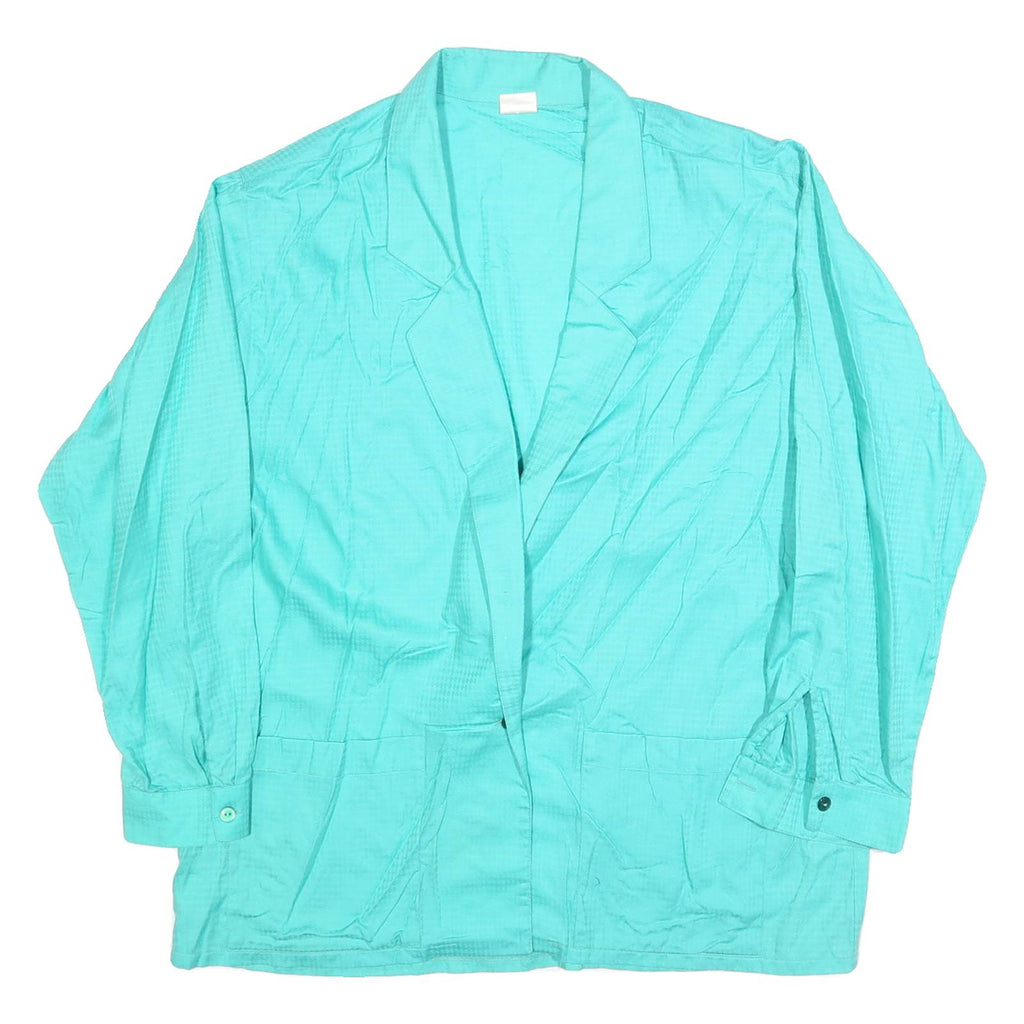 GIGINE Womens Turquoise Jacket L Cotton Button Closure Classic Fit Plain