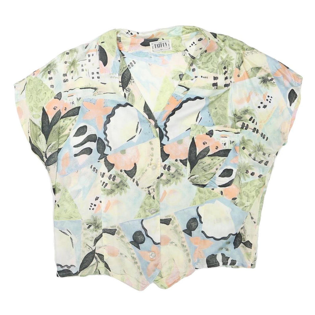 TAIFUN Womens Pastel Green & Blue Abstract Print Shirt Short Sleeve Collared M