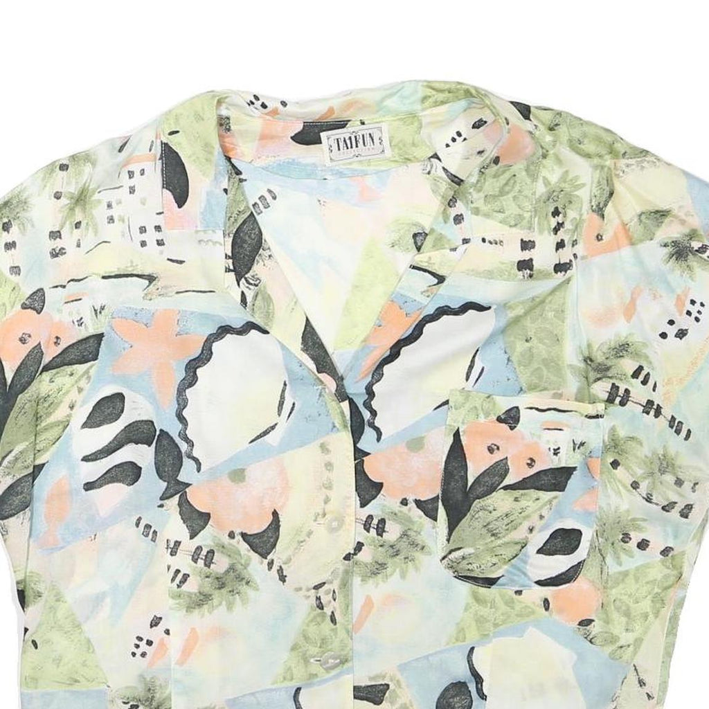 TAIFUN Womens Pastel Green & Blue Abstract Print Shirt Short Sleeve Collared M