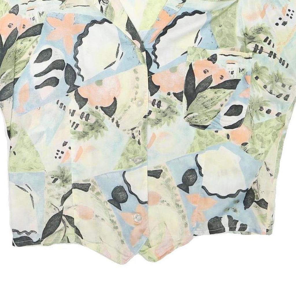 TAIFUN Womens Pastel Green & Blue Abstract Print Shirt Short Sleeve Collared M