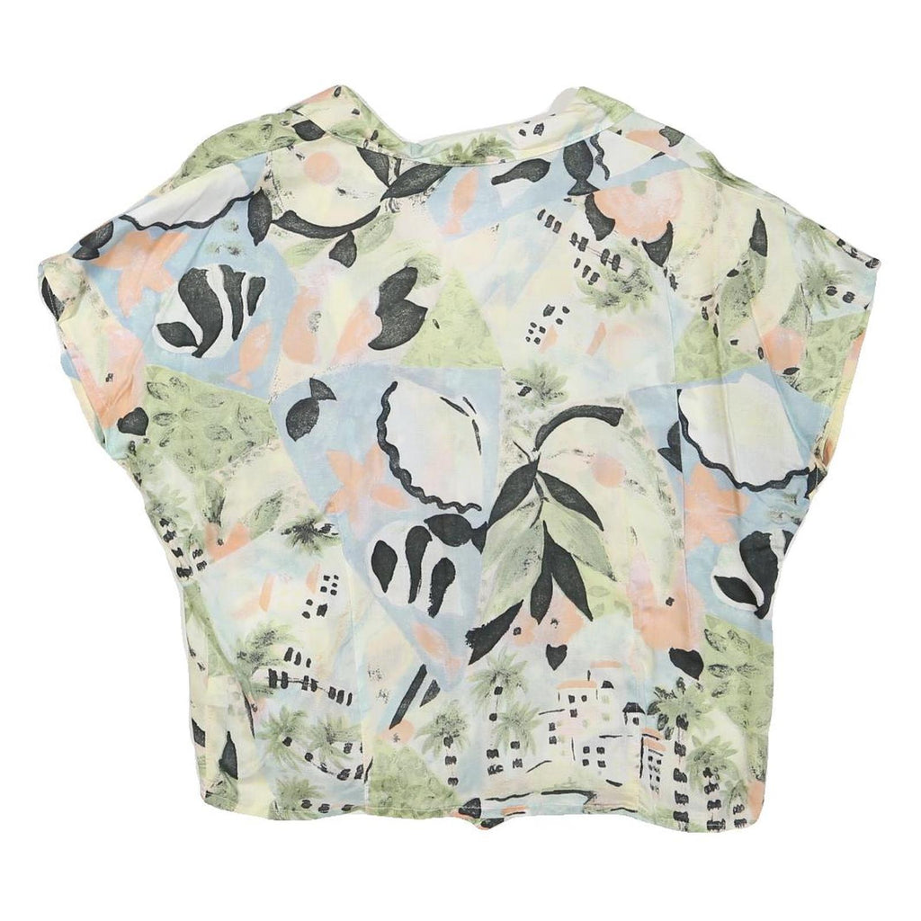 TAIFUN Womens Pastel Green & Blue Abstract Print Shirt Short Sleeve Collared M