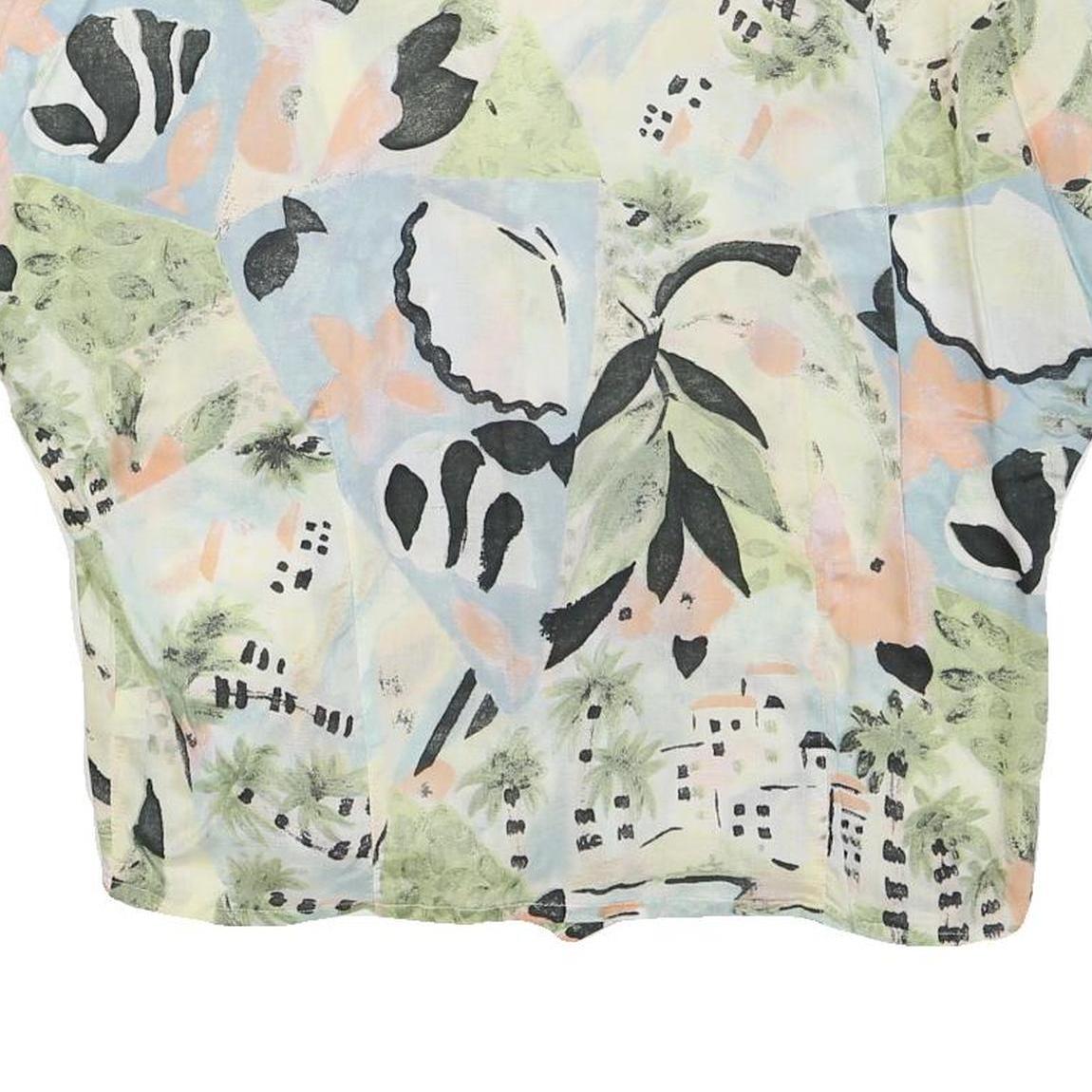 TAIFUN Womens Pastel Green & Blue Abstract Print Shirt Short Sleeve Collared M