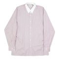 RENATO CAVALLI Mens Pink & White Relaxed Fit Plain Cotton Blend Shirt M Button