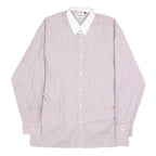 RENATO CAVALLI Mens Pink & White Relaxed Fit Plain Cotton Blend Shirt M Button